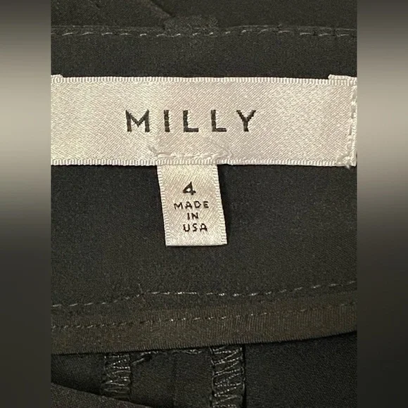 Milly Wide Leg Black Dress Pants 4 Made in USA Italian Fabric Career 30" Inseam - Picture 4 of 15